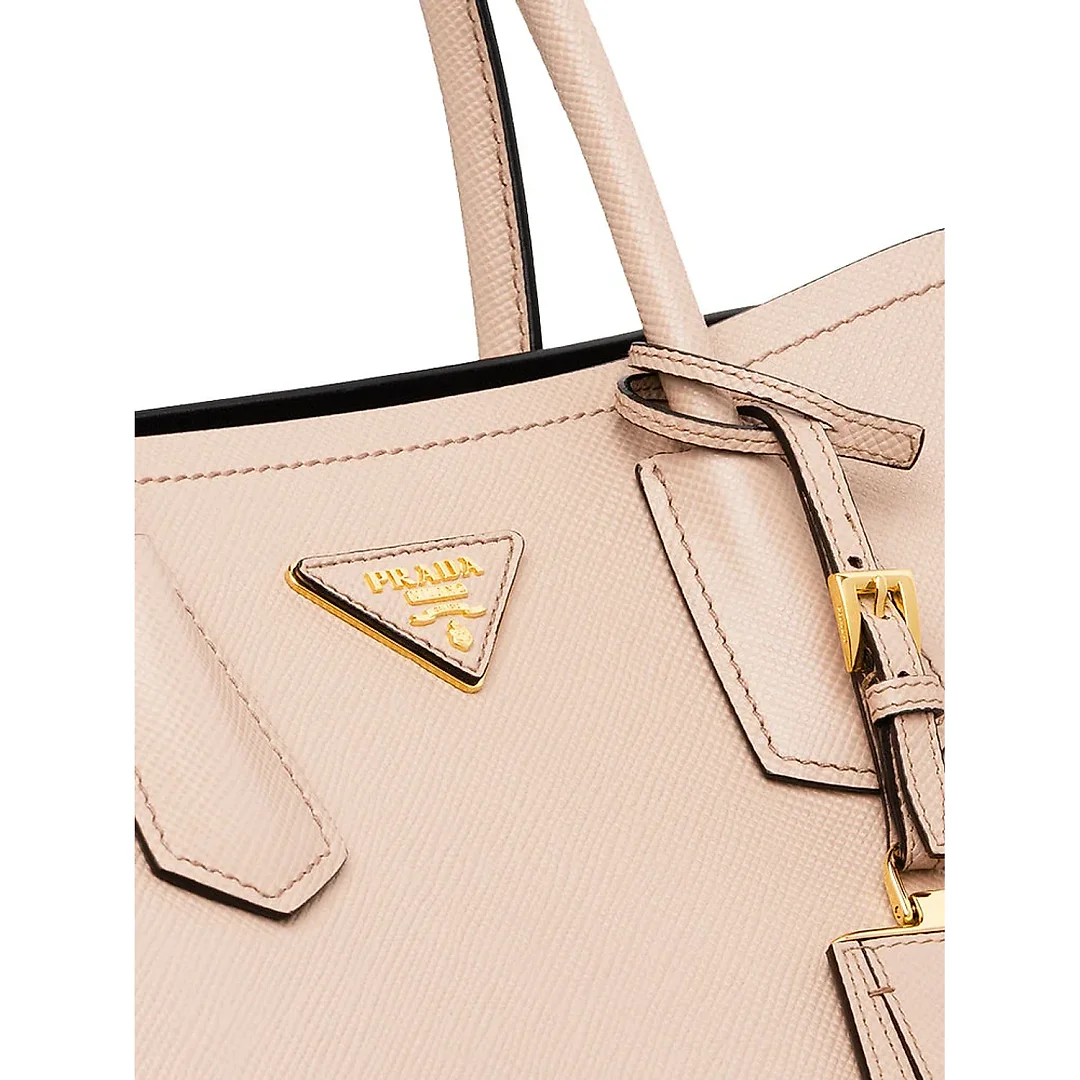PP Small Saffiano Leather Double PP Bag in Powder Pink