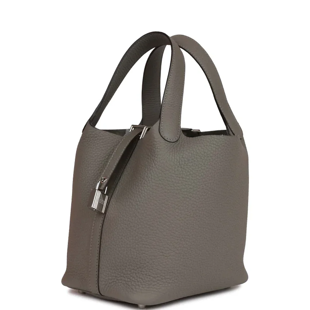 H Picotin Lock 18 Gris Meyer Clemence Palladium Hardware