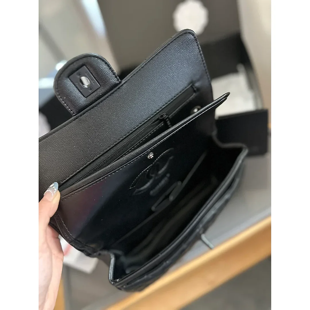 CC new arrival black caviar leather CF bag