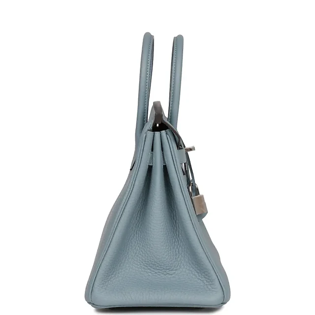 H Birkin 25 Bleu Lin Verso Togo Palladium Hardware