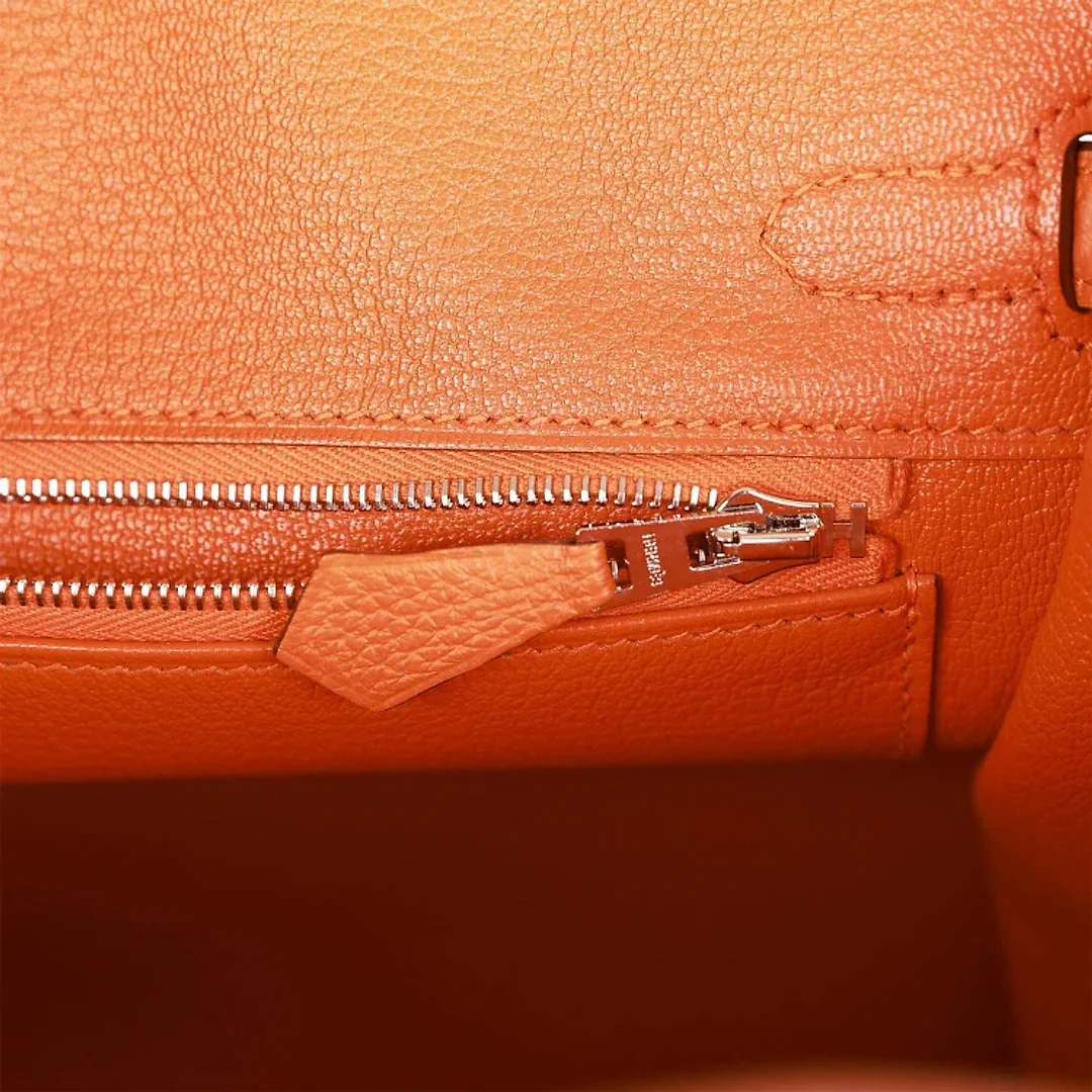 H Birkin 25 Orange Togo Palladium Hardware