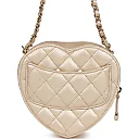 CC In Love Heart Clutch with Chain Gold Lambskin Light Gold
