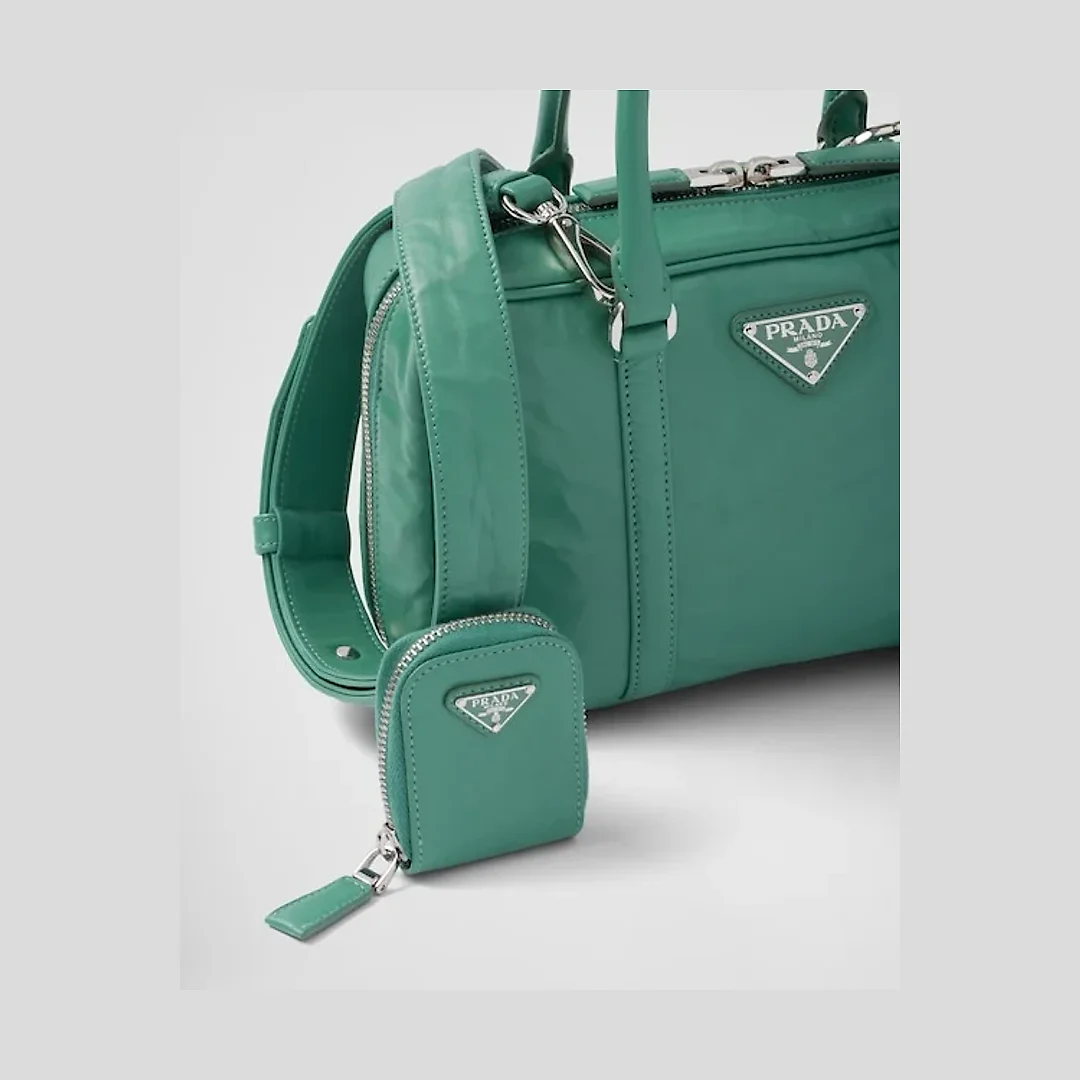 PP Medium antique nappa leather top handle bag – Sage Green