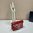 Pra Brushed Shoulder Bag Red For Women, Women’s Bags 6.7in/17cm 1BH189_ZO6_F02SB_V_5KO