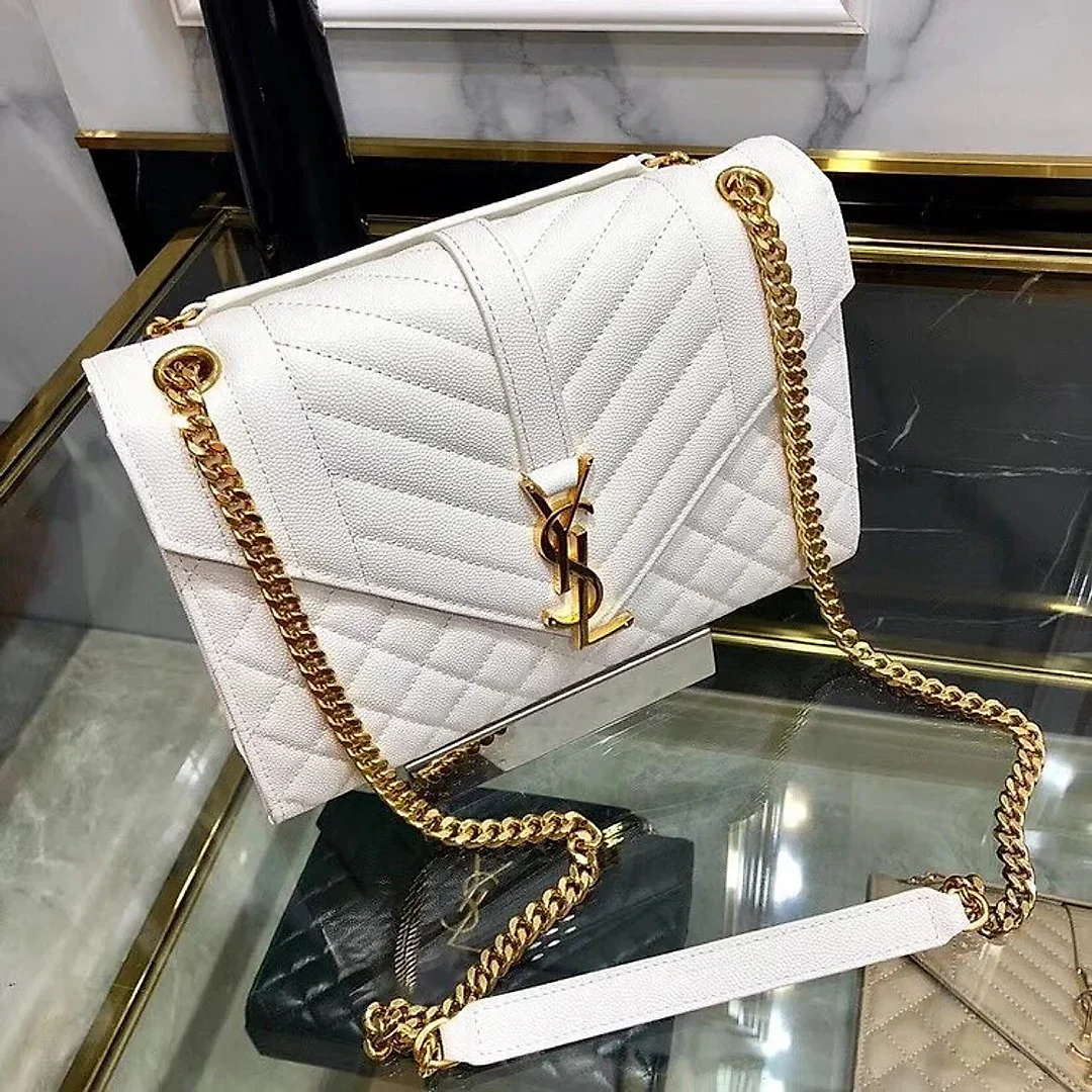 Y ENVELOPE MEDIUM BAG IN MIX MATELASS�� GRAIN DE POUDRE EMBOSSED LEATHER