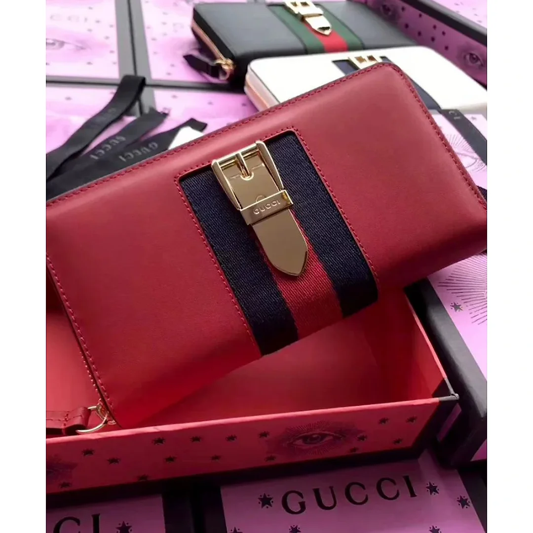 GG Sylvie leather zip around wallet 476083