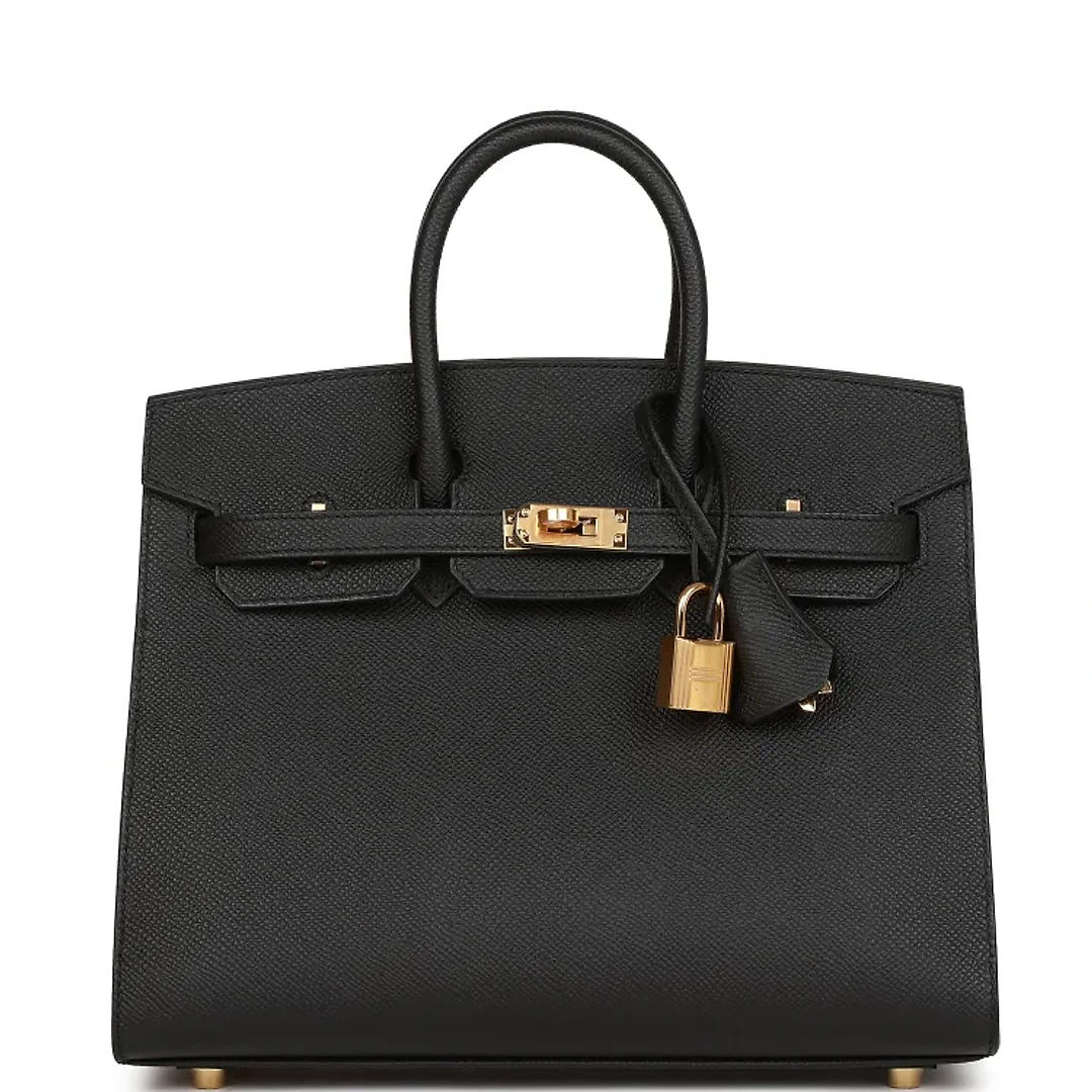 H Birkin Sellier 25 Black Epsom Gold Hardware