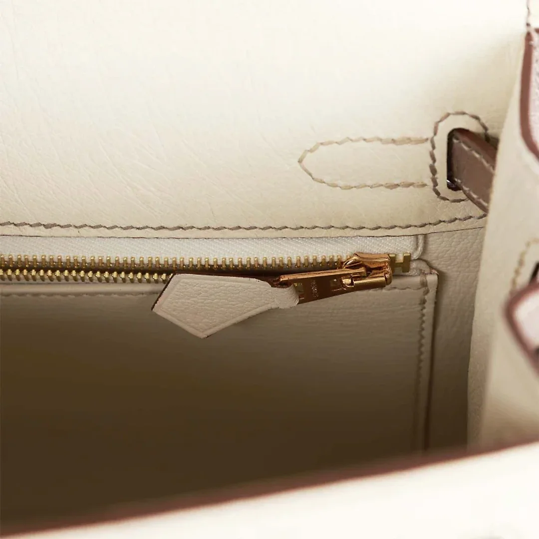 H Special Order (HSS) Kelly Sellier 25 Beton and Gris Asphalte Ostrich Gold Hardware