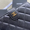 cc CO-CO Flap Wallet 15cm/5.9in Gold Hardware For Women Black