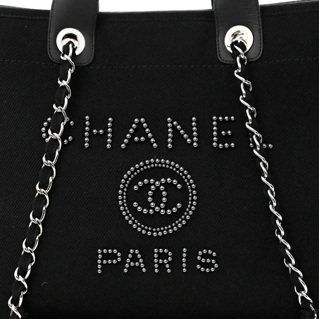 cc Canvas Pearl Medium Deauville Tote Black