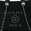 cc Canvas Pearl Medium Deauville Tote Black