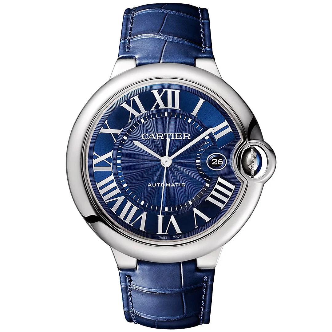 Ballon Bleu 42mm Blue Dial Men’s Automatic Leather Strap Watch