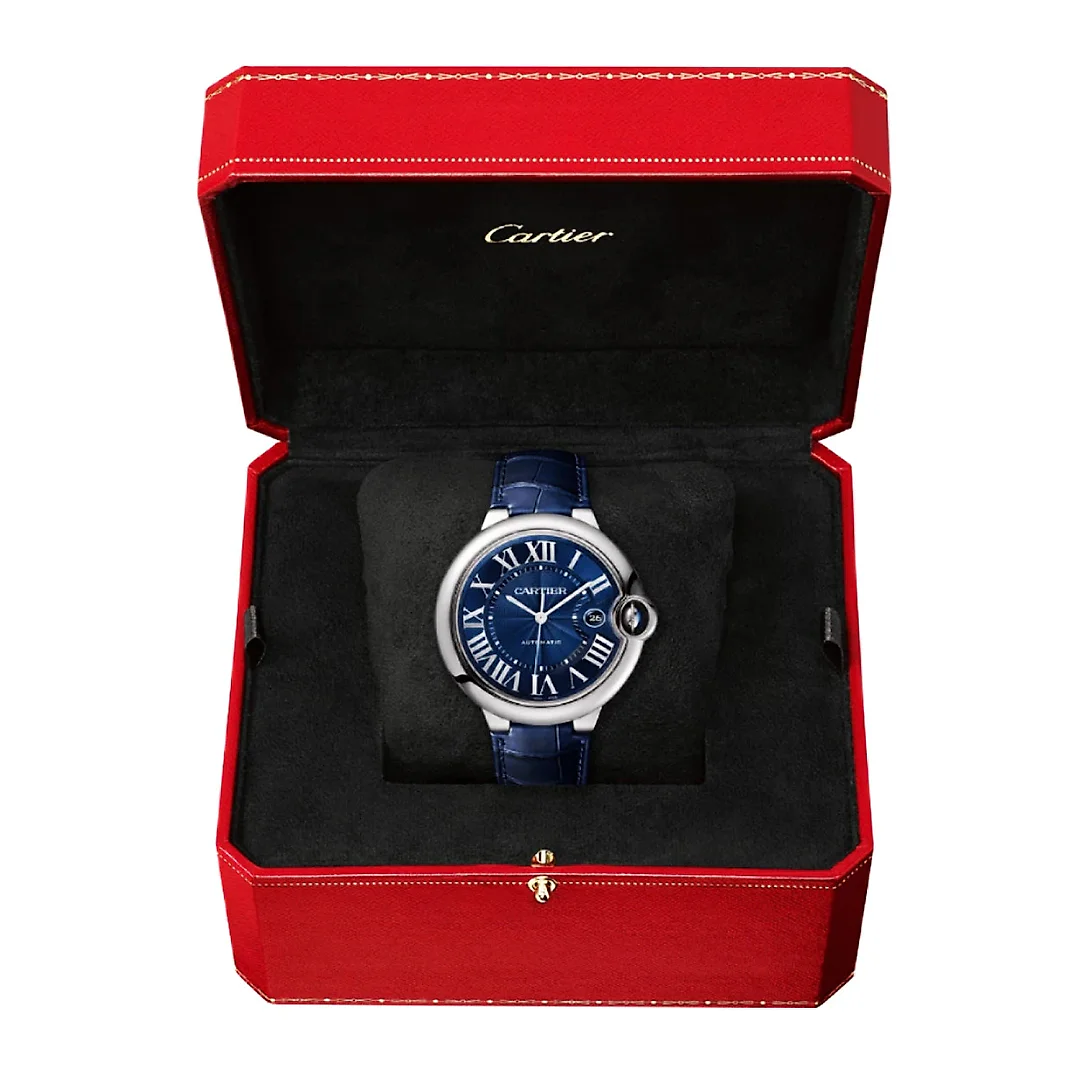 Ballon Bleu 42mm Blue Dial Men’s Automatic Leather Strap Watch