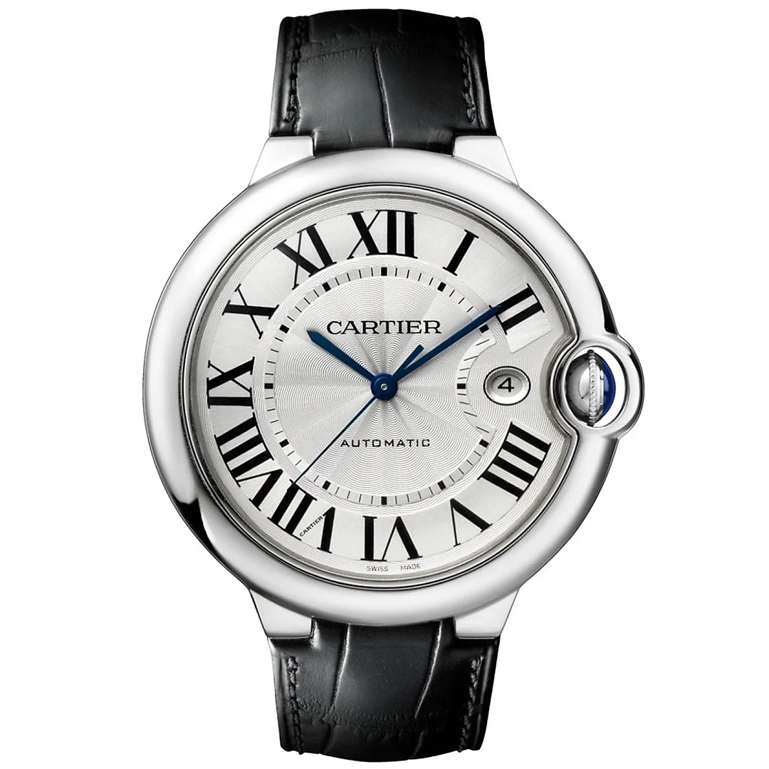 Ballon Bleu 42mm Silver Dial Men’s Automatic Leather Strap Watch
