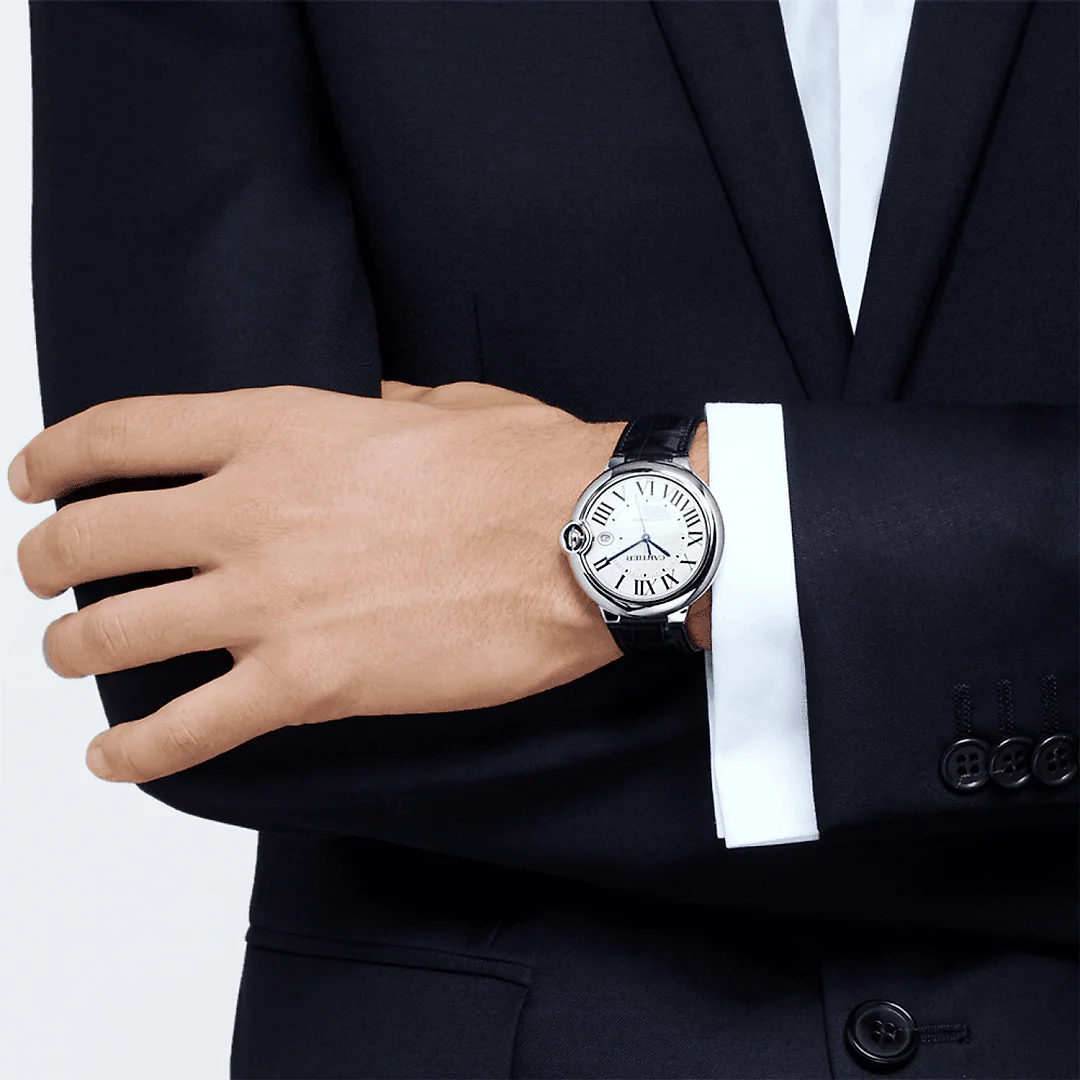 Ballon Bleu 42mm Silver Dial Men’s Automatic Leather Strap Watch