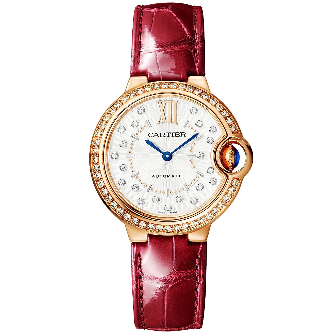 Ballon Bleu de Cartier 33mm 18ct Rose Gold Dial Diamond Dial & Bezel Watch