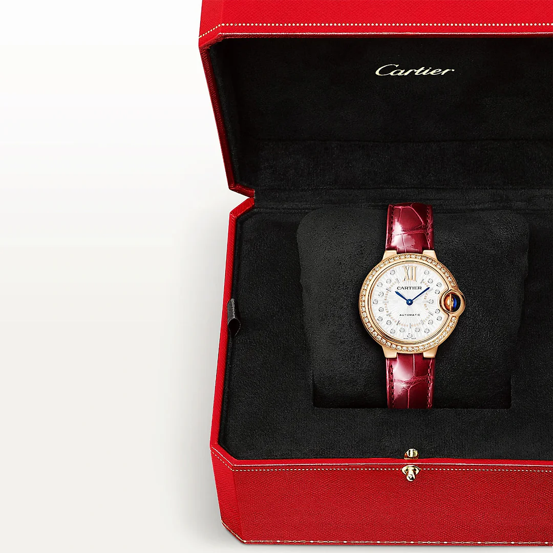 Ballon Bleu de Cartier 33mm 18ct Rose Gold Dial Diamond Dial & Bezel Watch