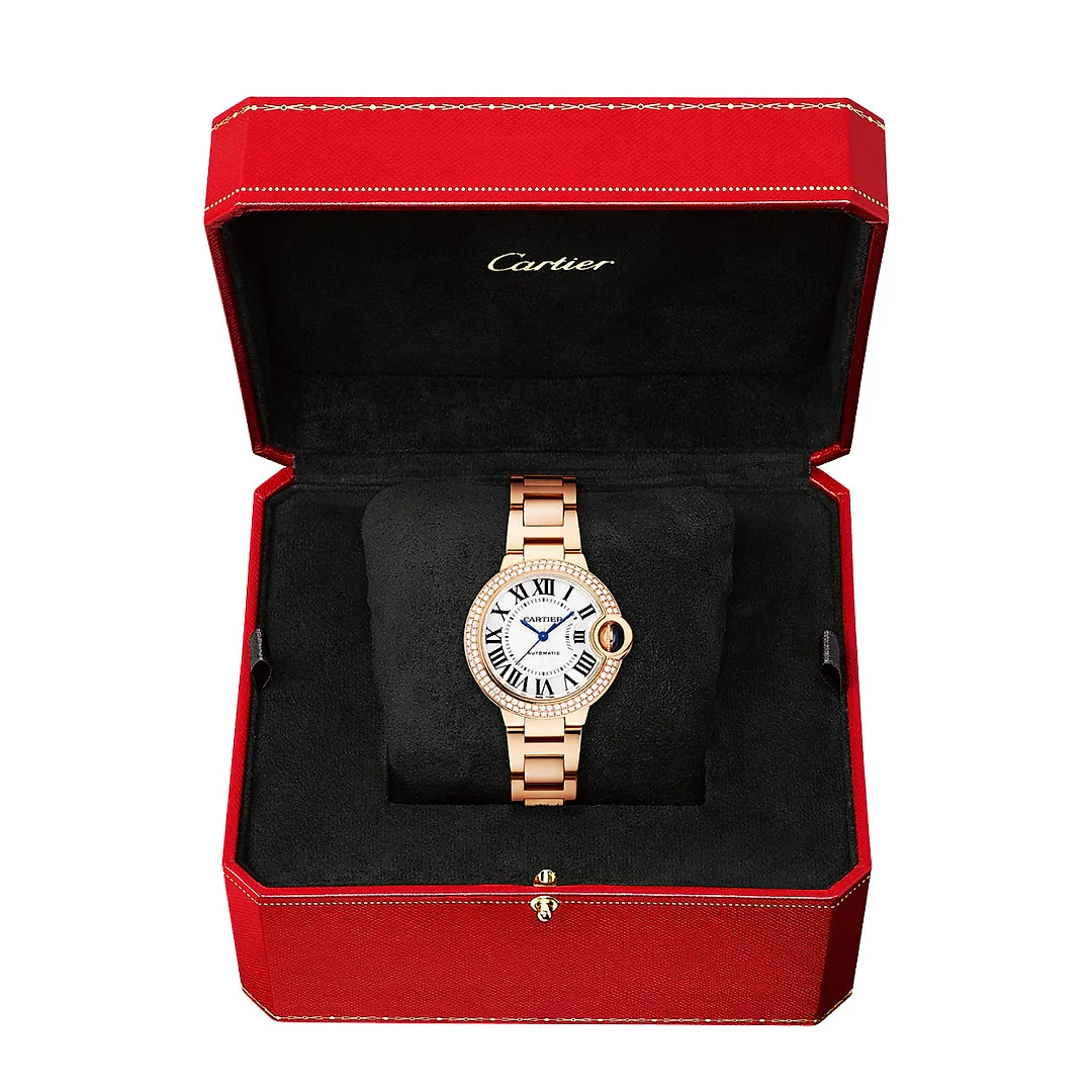 Ballon Bleu de Cartier 33mm 18ct Rose Gold Diamond Set Bracelet Watch
