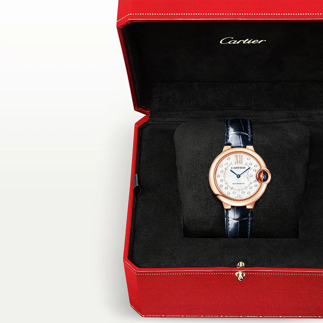 Ballon Bleu de Cartier 33mm 18ct Rose Gold Diamond Dial Watch
