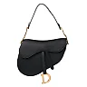 CHRISTIAN D Grained Calfskin Saddle Bag Black
