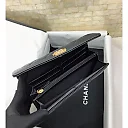 cc CO-CO Long Flap Wallet 19.5cm/7.7in Gold Hardware For Women Black