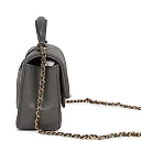 CC Mini Rectangular Flap Bag with Top Handle Dark Grey Lambskin Light Gold Hardware