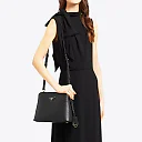 PP Medium Saffiano Leather PP Matin��e Bag in Black