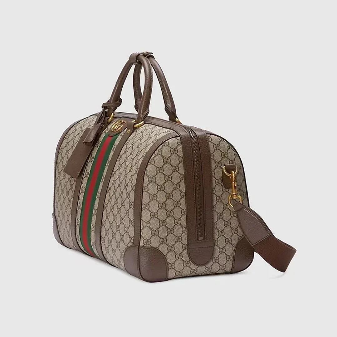 GG Savoy Small Duffle Bag Beige and Ebony GG Supreme Canvas 724262