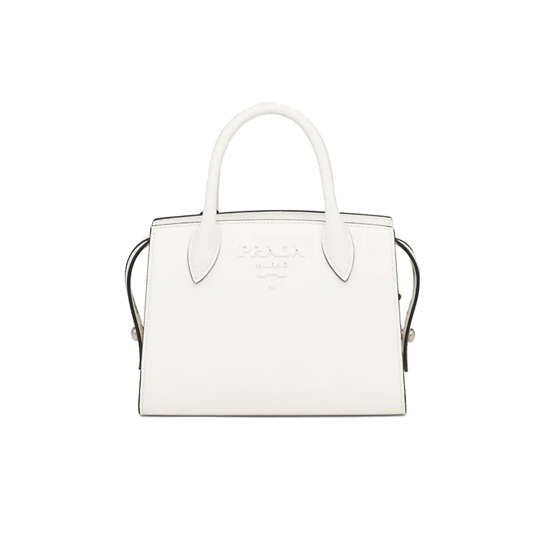 PP Saffiano Leather PP Monochrome Bag in White