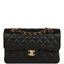 CC Small Classic Double Flap Black Caviar Gold Hardware