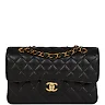 CC Small Classic Double Flap Black Caviar Gold Hardware