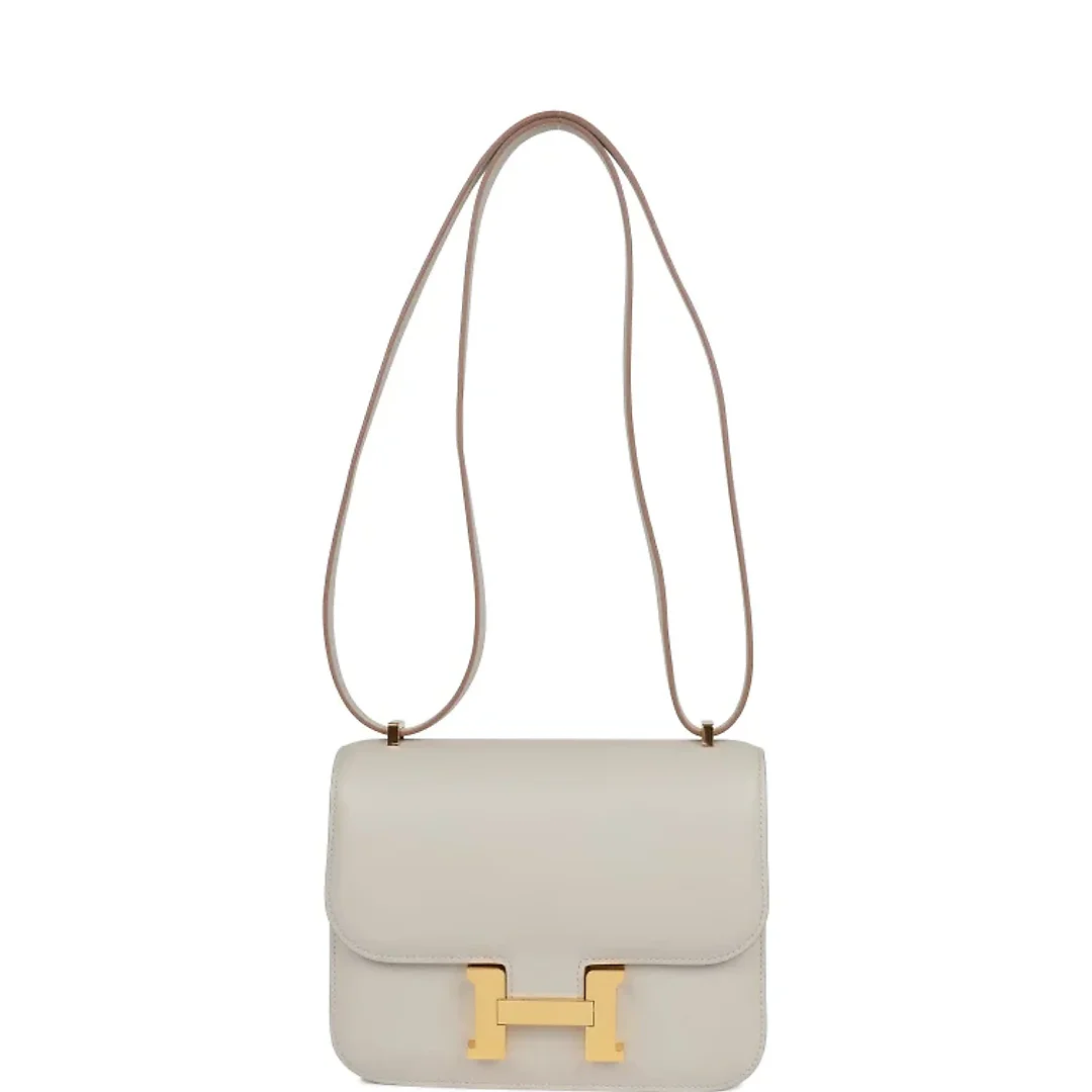 H Constance 18 Gris Perle Swift Gold Hardware