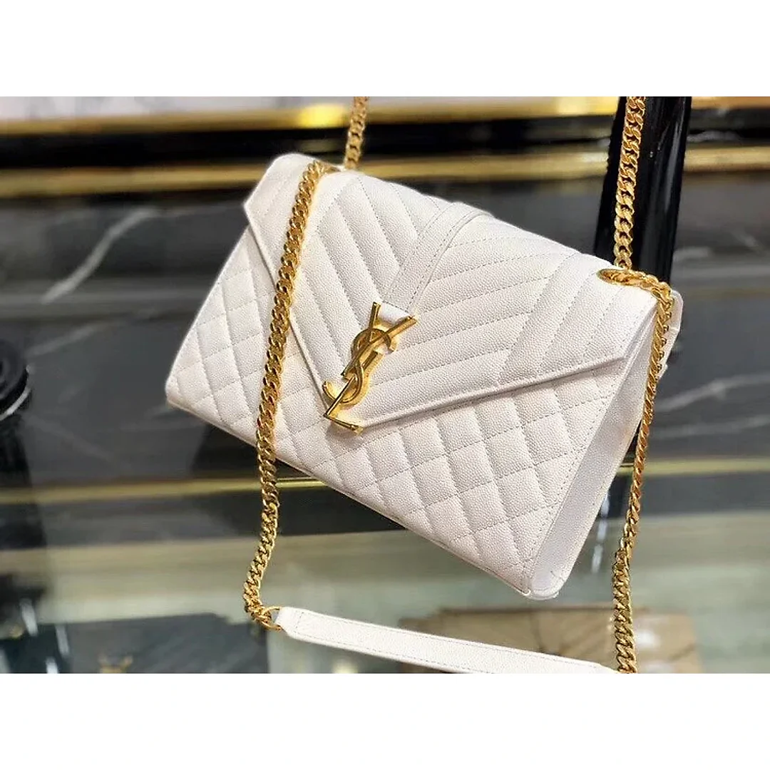 Y ENVELOPE MEDIUM BAG IN MIX MATELASS�� GRAIN DE POUDRE EMBOSSED LEATHER