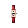 Cartier Tank Americaine Watch – 27 mm Pink Gold Diamond Case – Diamond Bezel – Diamond Dial – Red Strap – WB710014