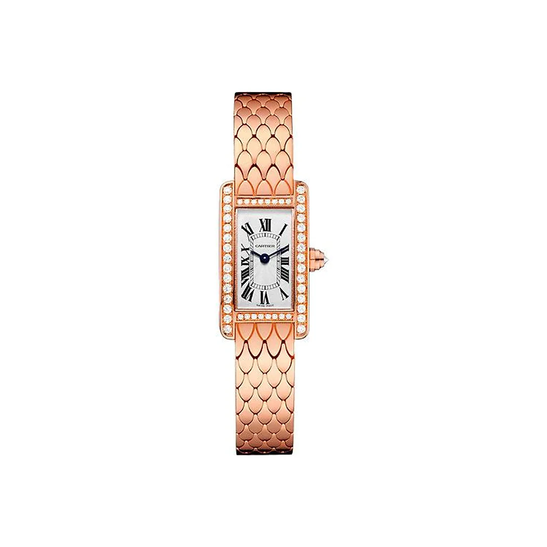 Cartier Tank Americaine Watch – 27 mm Pink Gold Diamond Case – Diamond Bezel – Diamond Dial – WB710012