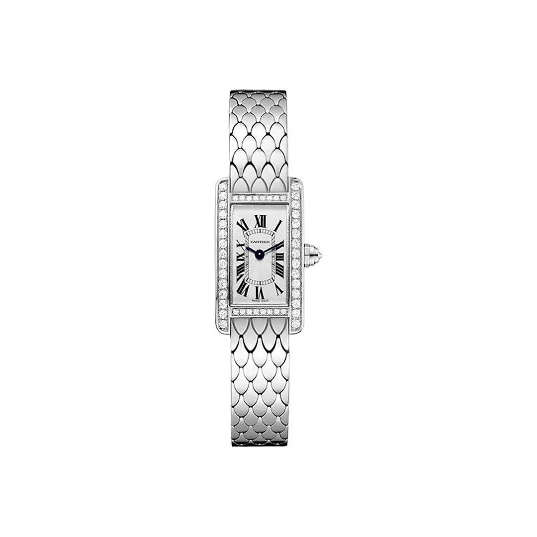 Cartier Tank Americaine Watch – 27 mm White Gold Diamond Case – Diamond Bezel – Diamond Dial – WB710013
