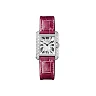 Cartier Tank Anglaise Watch – 30.2 mm White Gold Diamond Case – Silvered Dial – Fuschia Alligator Strap – WT100015