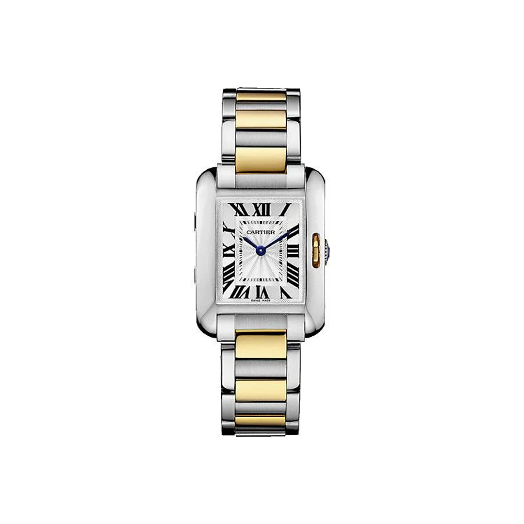 Cartier Tank Anglaise Watch – 30.2 x 22.7 mm Steel Case – Silver Dial – Yellow Gold And Steel Bracelet – W5310046