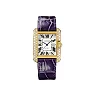 Cartier Tank Anglaise Watch – 39.2 mm Yellow Gold Diamond Case – Silvered Dial – Aubergine Alligator Strap – WT100017