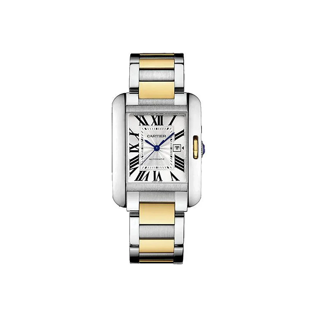 Cartier Tank Anglaise Watch – 39.2 x 29.8 mm Steel Case – Silver Dial – Yellow Gold And Steel Bracelet – W5310047