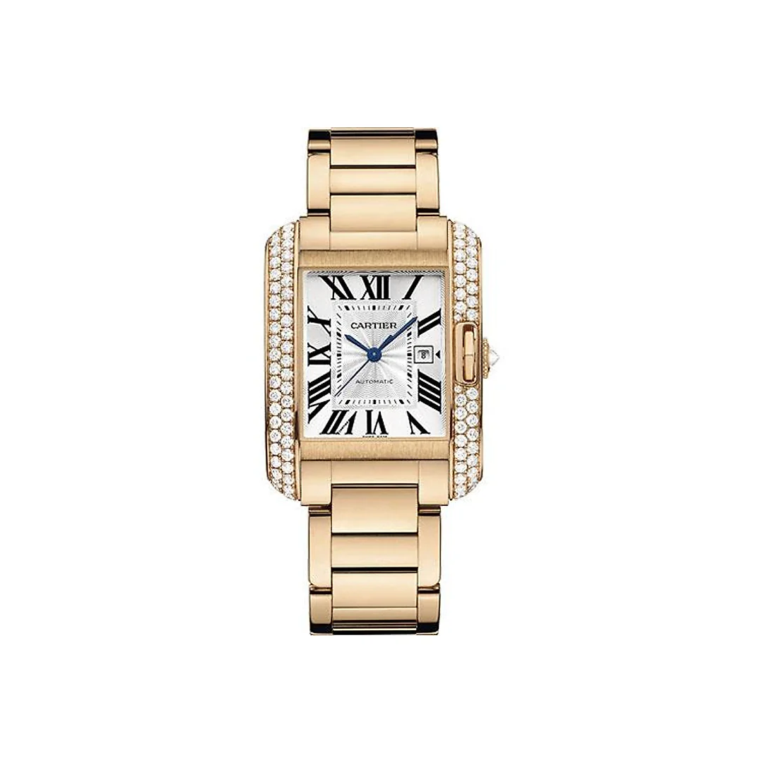 Cartier Tank Anglaise Watch – Medium Pink Gold Diamond Case – WT100003