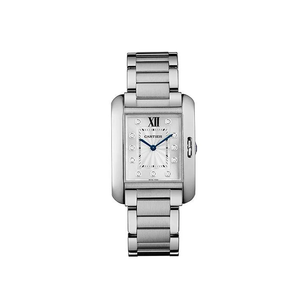 Cartier Tank Anglaise Watch – Medium Steel Case – Diamond Dial – W4TA0004