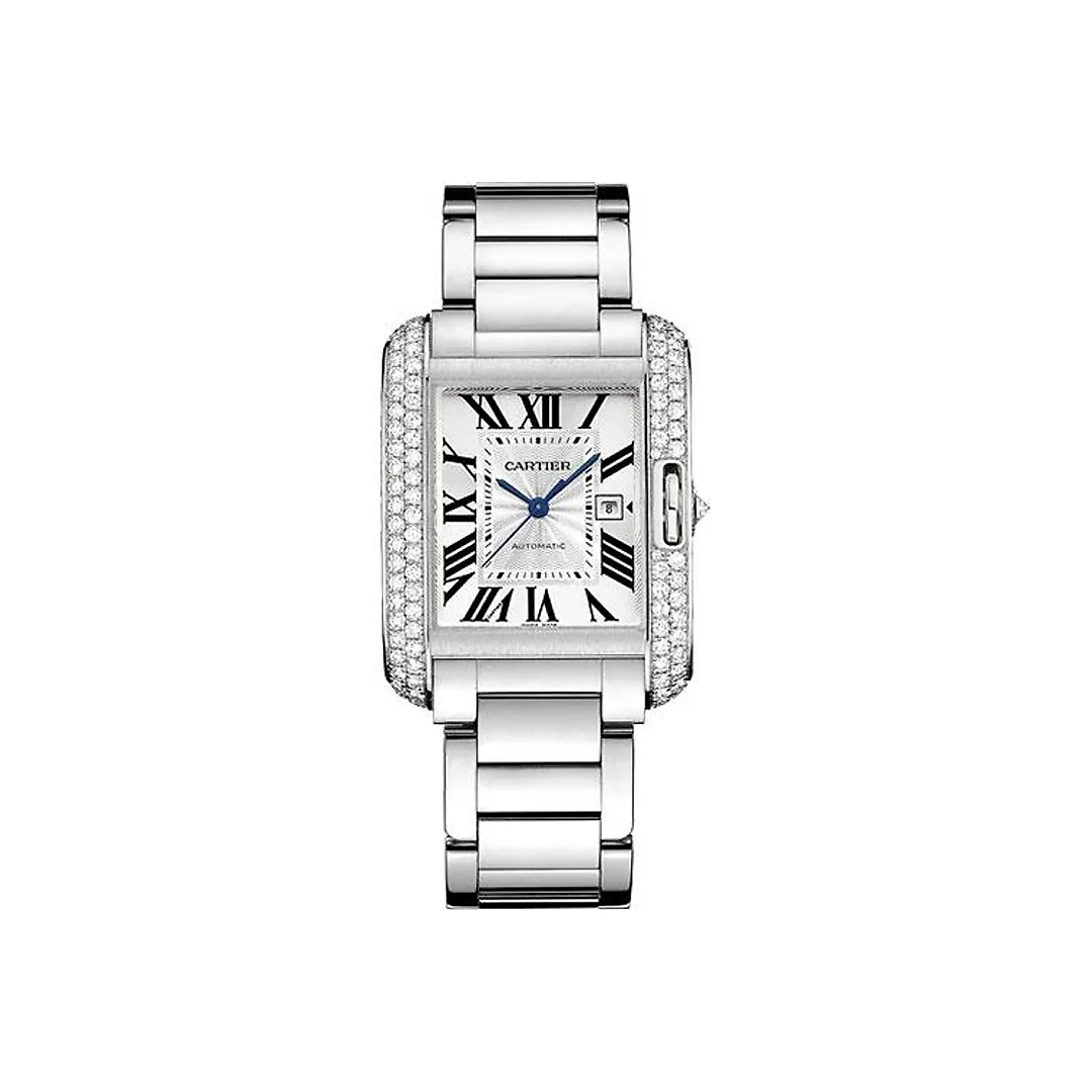 Cartier Tank Anglaise Watch – Medium White Gold Diamond Case – WT100009