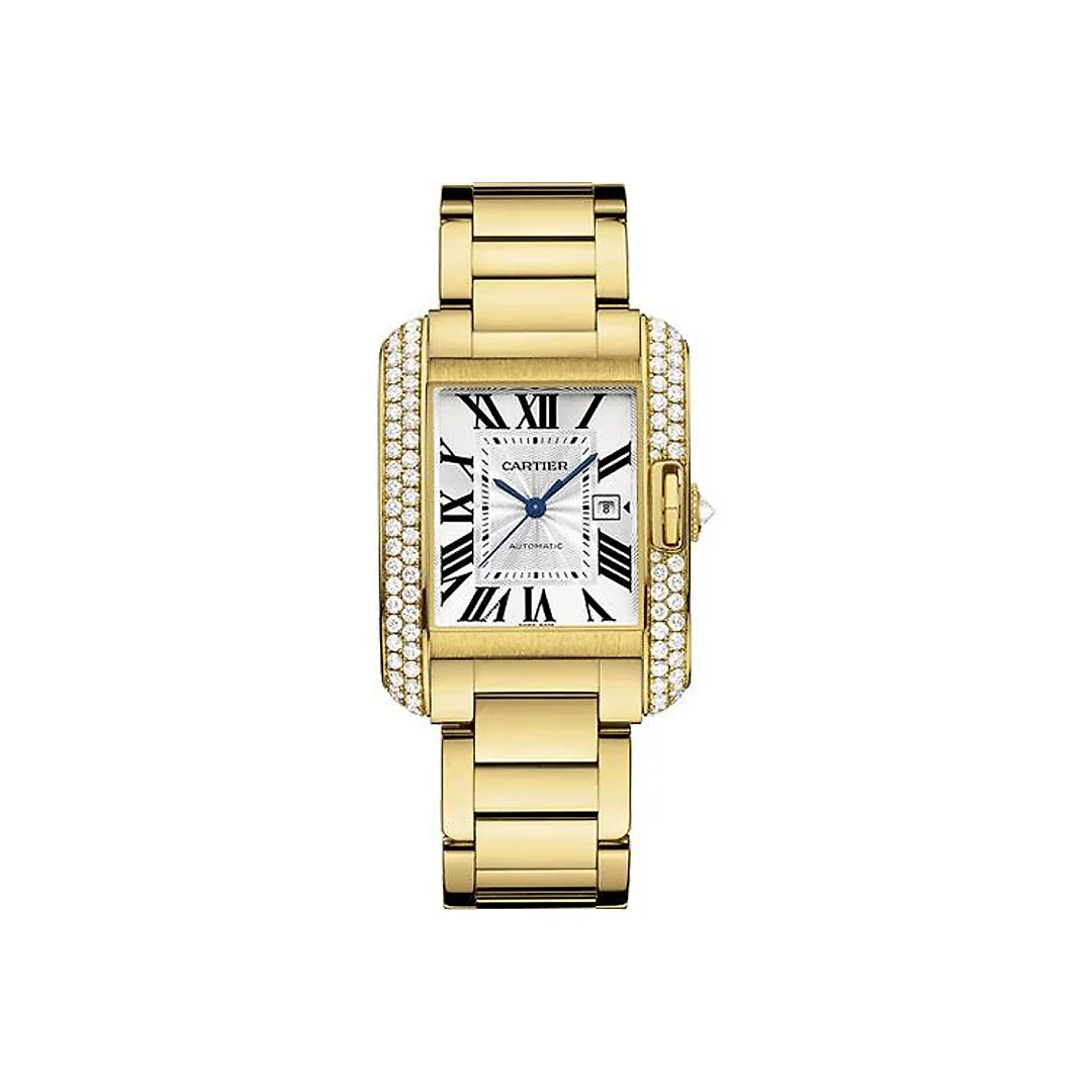 Cartier Tank Anglaise Watch – Medium Yellow Gold Diamond Case – WT100006