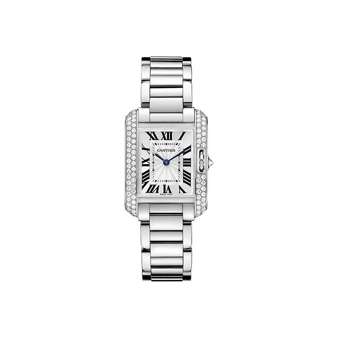 Cartier Tank Anglaise Watch – Small White Gold Diamond Case – WT100008