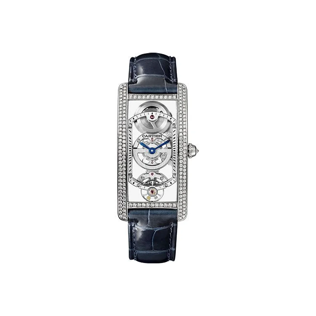 Cartier Tank Cintree Skeleton Watch – Platinum Diamond Case – Skeleton Dial – Black Alligator Strap – HPI01123