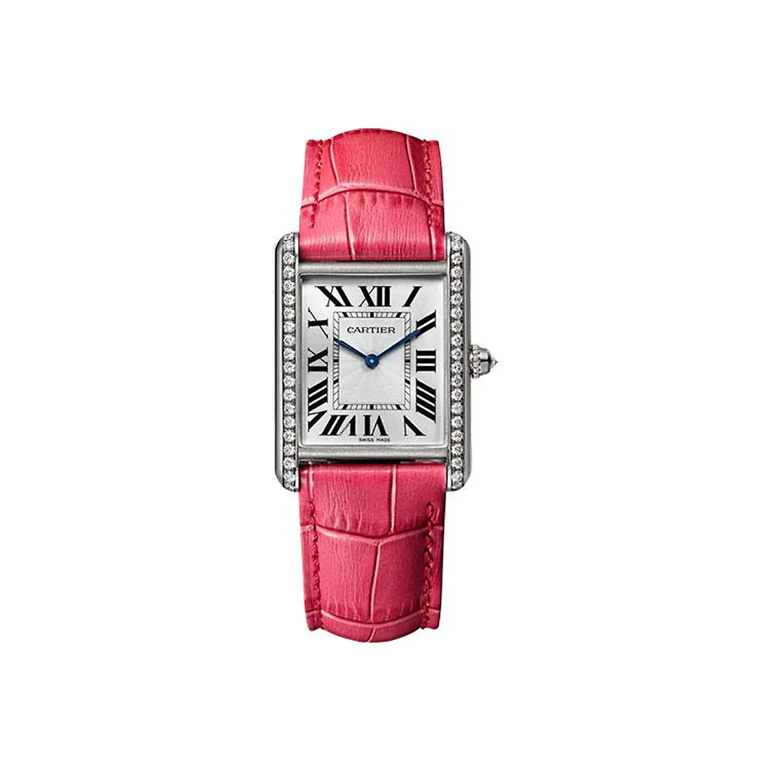 Cartier Tank Louis Cartier Watch – 33.7 mm White Gold Case – Pink Fuschia Alligator Strap – WJTA0015