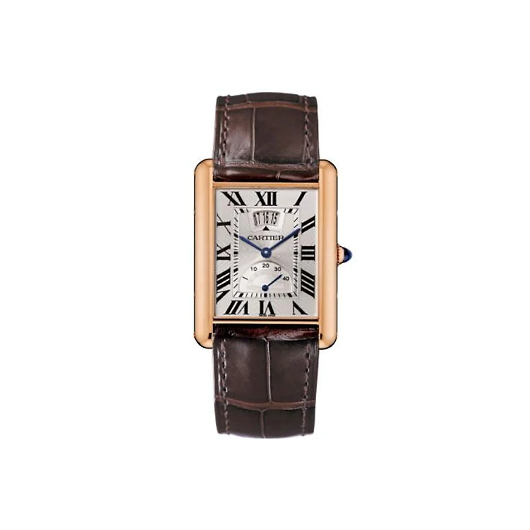 Cartier Tank Louis Cartier Watch – Extra large Pink Gold Case – Silver Dial – Brown Leather Strap – W1560003