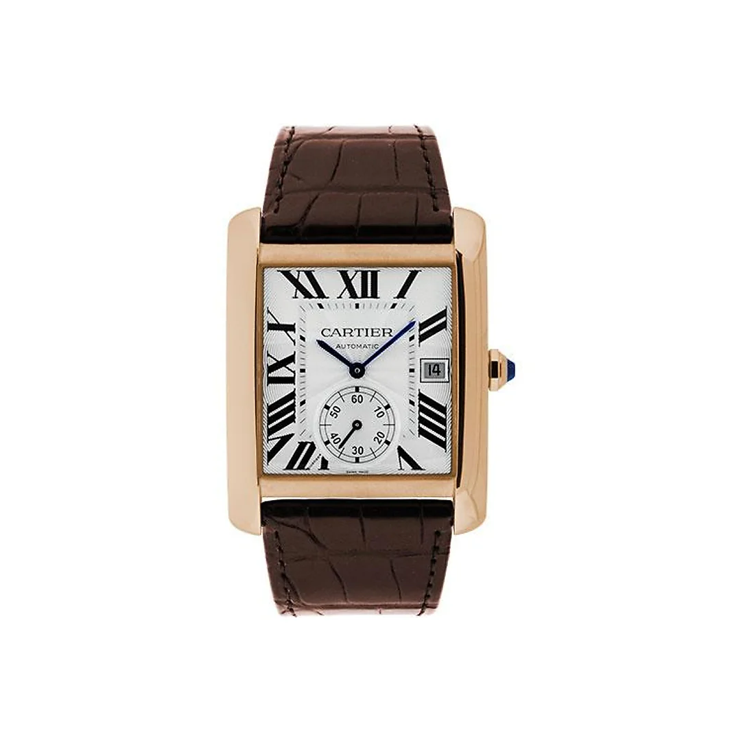 Cartier Tank MC Watch – 34.3 mm Pink Gold Case – Silvered Dial – Dark Brown Alligator Strap – W5330001