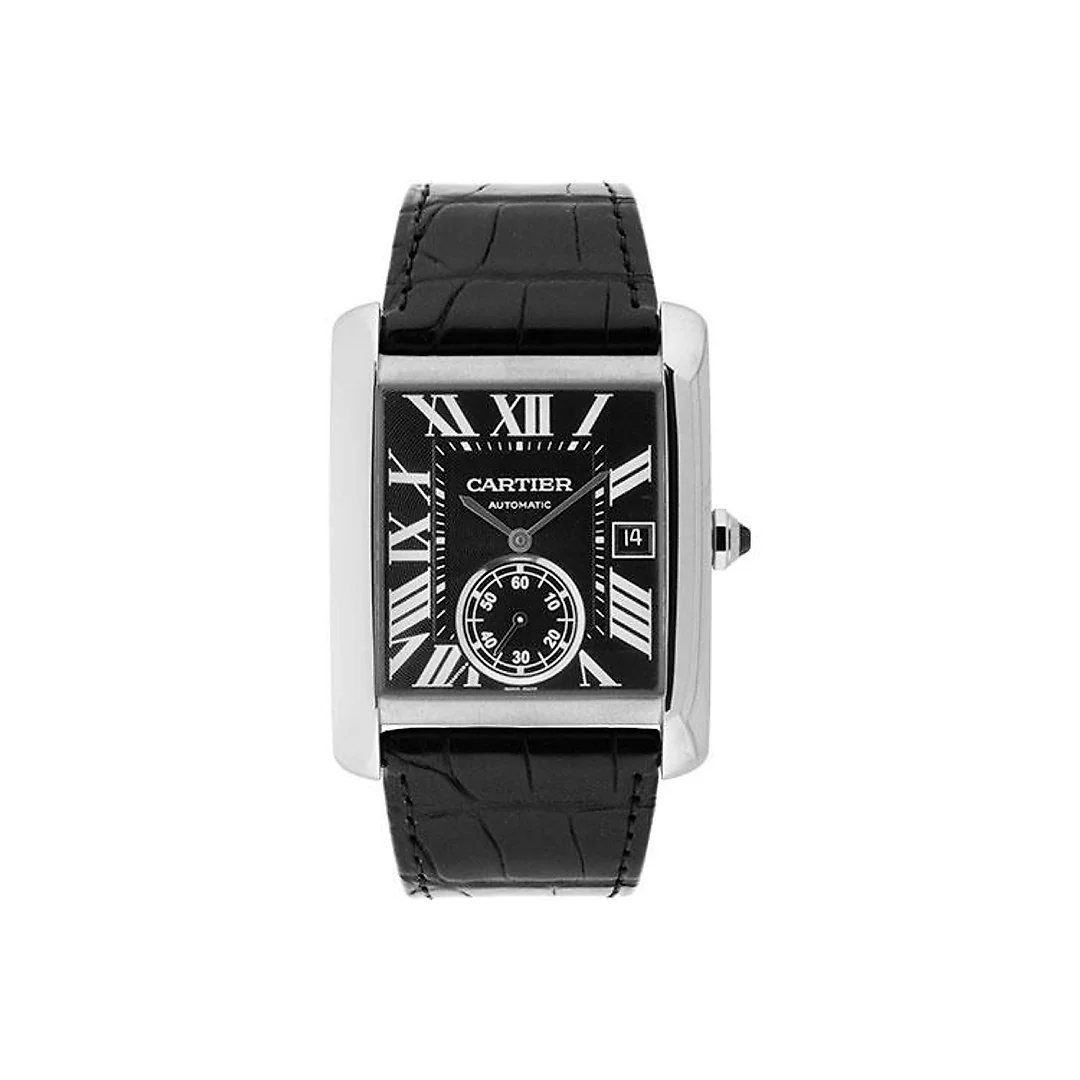 Cartier Tank MC Watch – 34.3 mm Steel Case – Black Dial – Black Alligator Strap – W5330004